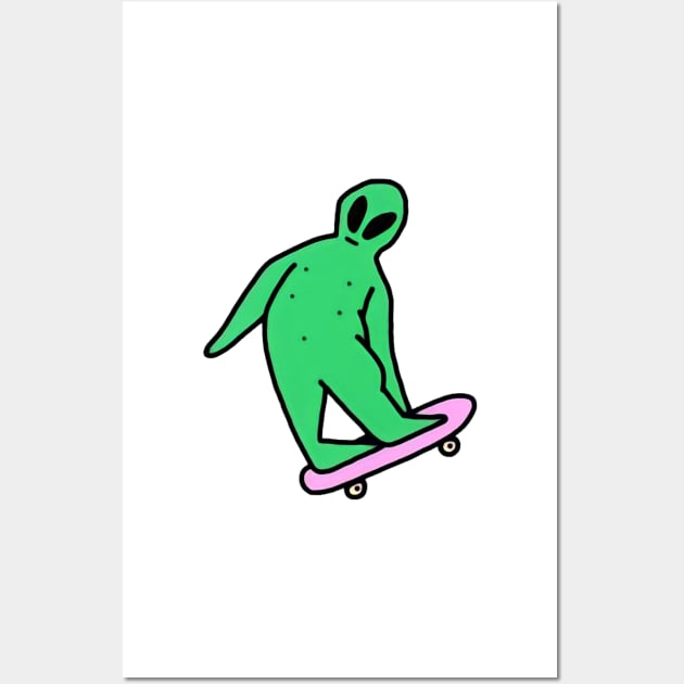 Alien skater Wall Art by OldSchoolRetro